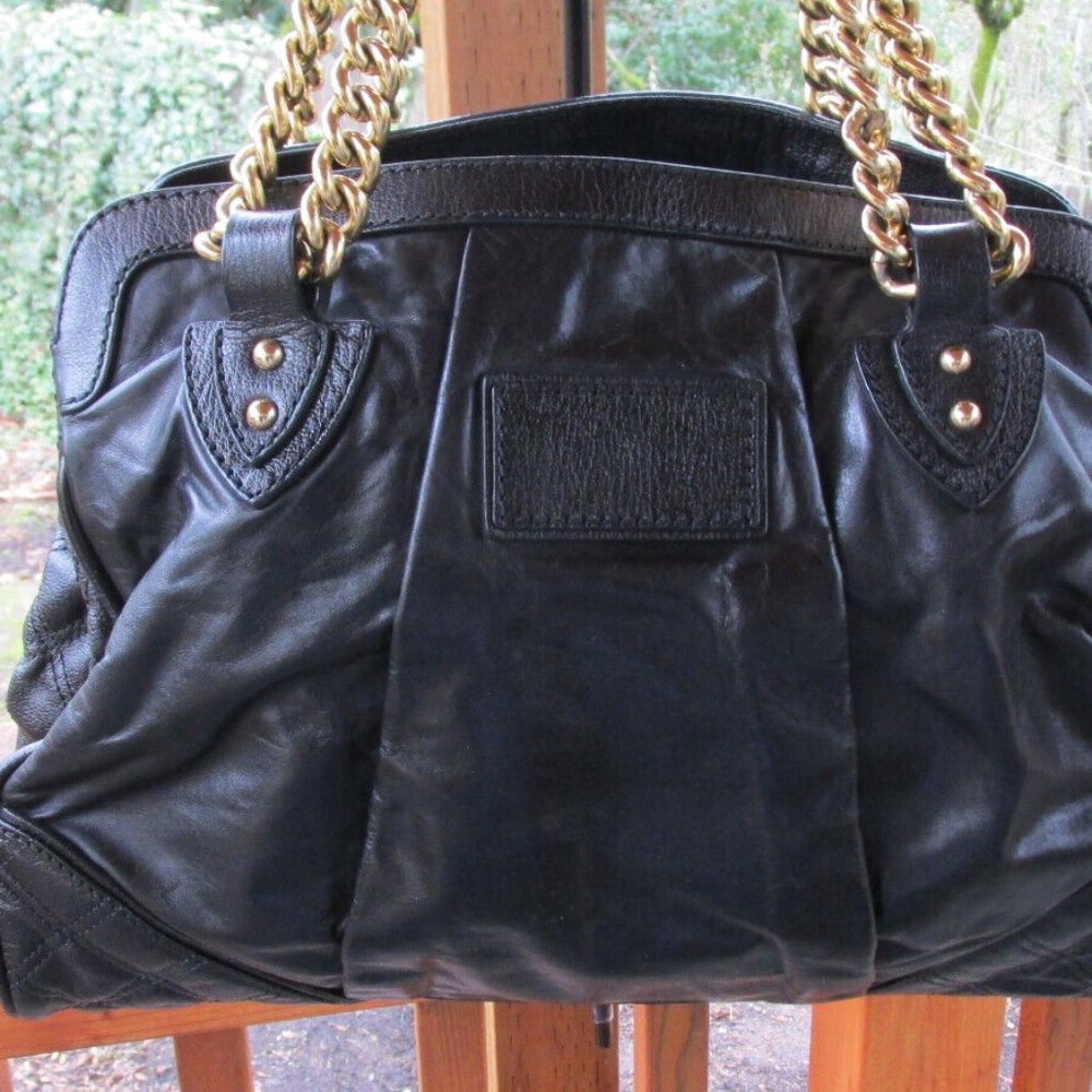 MARC JACOBS - authentic BLACK Quilted Leather Chunky Gold Chain handles handbag - Picture 3 of 7
